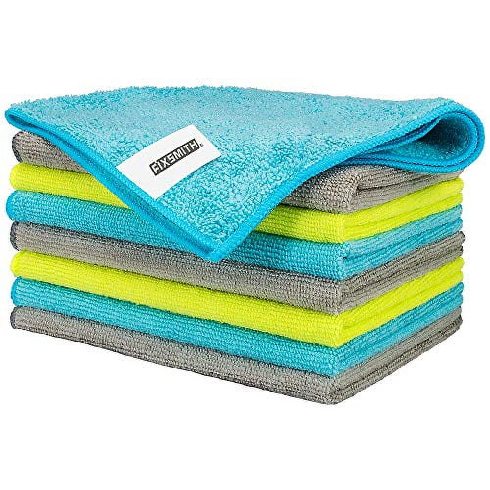 FIXSMITH Microfiber Cleaning Cloth Pack of 8, Size 12 x 16 in, Multi
