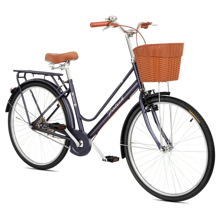 FIXTECH 26 Inch Beach Cruiser Bike for Women Single Speed Commute Bike for Adults Sturdy Rear Shelf with Adjustable Seat Dark Blue Shop Black Friday Deals for 2024 Walmart