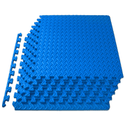 FIXTECH Puzzle Exercise Mat, EVA Interlocking Foam Floor Tiles For Home Gym, Mat For Home Workout Equipment, Floor Padding For Kids, Blue, 24 In X 24 In X ½ In,