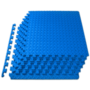 FIXTECH Puzzle Exercise Mat, EVA Interlocking Foam Floor Tiles For Home Gym, Mat For Home Workout Equipment, Floor Padding For Kids, Blue, 24 In X 24 In X ½ In, 24 Sq Ft - 6 Tiles
