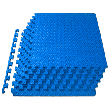 FIXTECH Puzzle Exercise Mat, EVA Interlocking Foam Floor Tiles For Home Gym, Mat For Home Workout Equipment, Floor Padding For Kids, Blue, 24 In X 24 In X ½ In, 24 Sq Ft - 6 Tiles