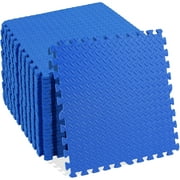 FIXTECH Puzzle Exercise Mat, EVA Interlocking Foam Floor Tiles For Home Gym, Mat For Home Workout Equipment, Floor Padding For Kids, Blue, 24 In X 24 In X ½ In, 96 Sq Ft - 24 Tiles