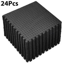 FIXTECH Puzzle Exercise Mat, EVA Interlocking Foam Floor Tiles for Home Gym, Mat for Home Workout Equipment, Floor Padding for Kids, Black, 24 in X 24 in X ½in, 96 Sq ft - 24 Tiles