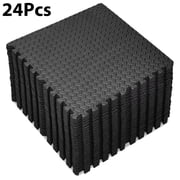 FIXTECH Puzzle Exercise Mat, EVA Interlocking Foam Floor Tiles for Home Gym, Mat for Home Workout Equipment, Floor Padding for Kids, Black, 24 in X 24 in X  in, 96 Sq ft - 24 Tiles