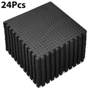 FIXTECH Puzzle Exercise Mat, EVA Interlocking Foam Floor Tiles For Home Gym, Mat For Home Workout Equipment, Floor Padding For Kids, Black, 24 In X 24 In X ½ In, 96 Sq Ft - 24 Tiles