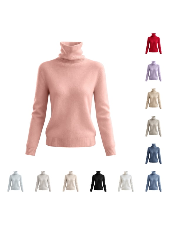 Women Turtleneck Sweater High Ribbed Neck Soft Long Sleeve Pullover Cozy Winter Warm Casual Top for Cold Days Daily Wear