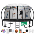 thumbnail image 1 of FIZITI Trampoline 12FT 14FT , Trampoline with Enclosure, Basketball Hoop,Ball, LED Light and More Gifts, 1400LBS Trampoline for 2-3 Adults/ 6-7 Kids, Outdoor Backyard Trampoline, 1 of 12