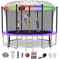 thumbnail image 1 of FIZITI Trampoline with Enclosure Net,Basketball Hoop,1500LBS 12FT 14FT 16FT Trampoline for 5-6 Kids Adults with Light,Sprinkler, Socks,Outdoor Heavy Duty Round Trampoline, 1 of 10