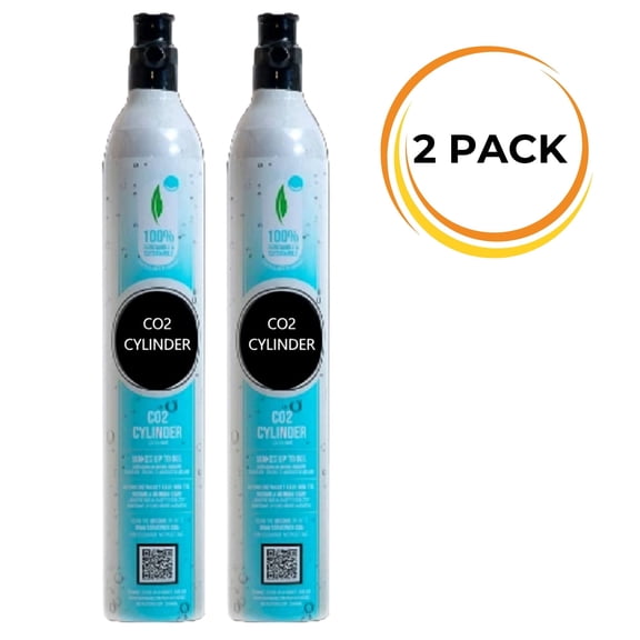 FIZZIT 60L Threaded CO2 2 Pack Canister Refill, Compatible w/All Threaded 'Screw-In' Soda Makers Including SodaStream [Excludes ART, TERRA & DUO]