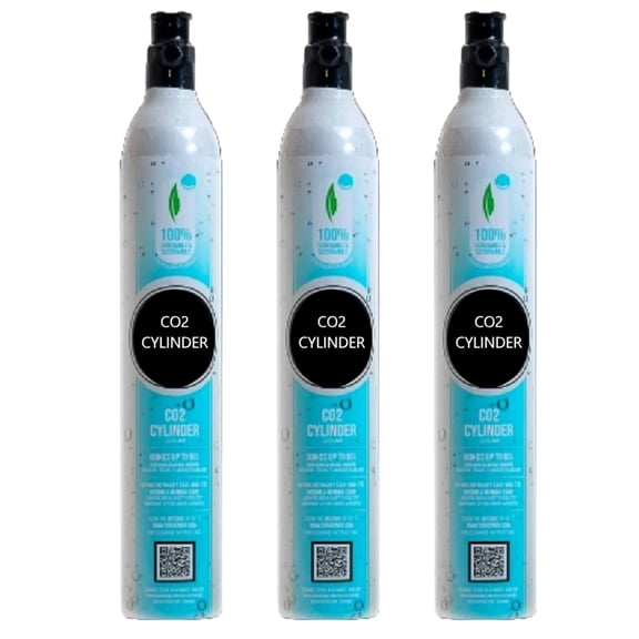 FIZZIT 60L Threaded CO2 | 3 Pack | Canister Refill, Compatible w/All Threaded 'Screw-In' Soda Makers Including SodaStream [Excludes ART, TERRA & DUO]