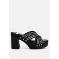 thumbnail image 1 of FInley Raffia High Block Heel Clogs In Black, 1 of 7