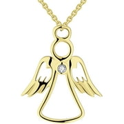 FJ 925 Silver Angel Necklace ，18K Yellow Gold Guardian Little Angel NecklacePendant Jewelry for Women Gifts
