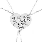 FJ BFF Best Friend Forever Necklace Engraved Puzzle Sister Necklace for 3