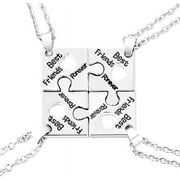 FJ BFF Best Friend Forever Necklace Engraved Puzzle Sister Necklace for 4