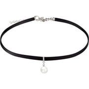 FJ Black Leather Choker Necklaces for Women Choker Classic Tattoo Charm Stretch Necklace*Bee & Butterfly Choker Necklace