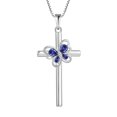 thumbnail image 1 of FJ Butterfly Cross Necklace 925 Sterling Silver Tanzanite Pendant December Birthstone Necklace Religious Crucifix Jewelry Gifts for Women, 1 of 6