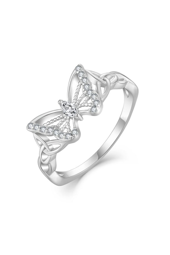 Butterfly Ring 925 Sterling Silver Irish Celtic Knot Ring Irish Jewelry Gifts for Women Size 9