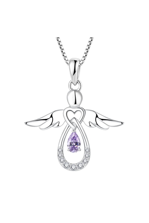 Guardian Angel Necklace for Women 925 Sterling Silver Alexandrite Pendant June Birthstone Jewelry Gifts for Mom Wife Daughter