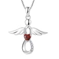 thumbnail image 1 of FJ Guardian Angel Necklace for Women 925 Sterling Silver Garnet Infinity Pendant January Birthstone Jewelry Gifts for Mom Wife Daughter, 1 of 7