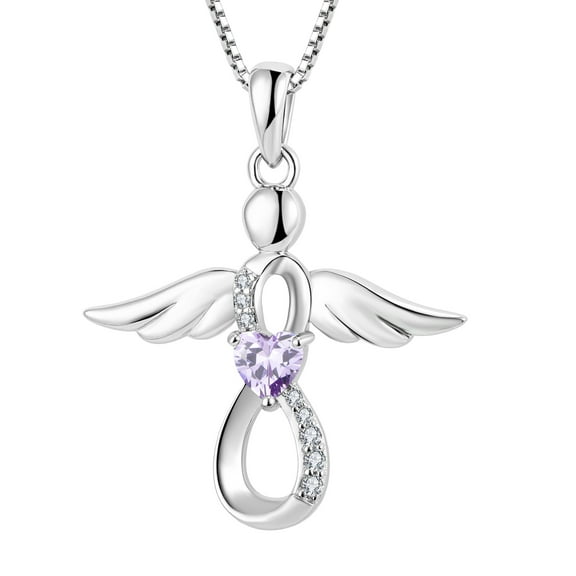 FJ Guardian Angel Necklace for Women 925 Sterling Silver Alexandrite Infinity Pendant June Birthstone Jewelry Gifts for Mom Wife Daughter
