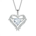 thumbnail image 1 of FJ Heart Angel Wings Necklace 925 Sterling Silver Love Heart Cubic Zirconia Pendant April Birthstone Jewelry Gifts for Women, 1 of 6