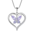 thumbnail image 1 of FJ Heart Butterfly Necklace for Women 925 Sterling Silver Alexandrite Pendant June Birthstone Jewelry Gifts for Mom Wife Her, 1 of 6