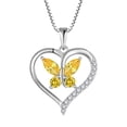 thumbnail image 1 of FJ Heart Butterfly Necklace for Women 925 Sterling Silver Citrine Pendant November Birthstone Jewelry Gifts for Mom Wife Her, 1 of 6
