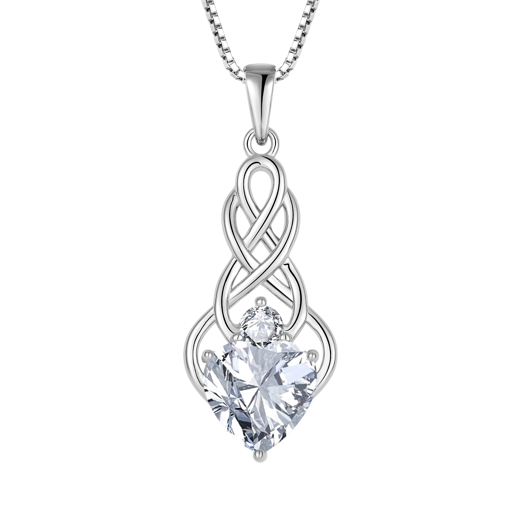 FJ Infinity Celtic Knot Necklace 925 Sterling Silver Heart Cubic ...