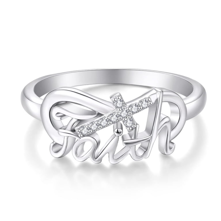 Infinity Cross Ring For Women - 925 Sterling Silver, Zircon Accent, Faith & Eternity Symbol Jewelry 2 thumbnail image