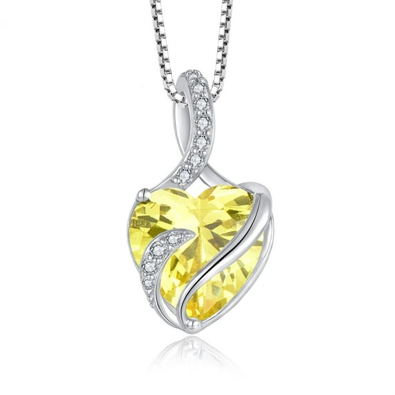 FJ Infinity Necklaces for Women 925 Sterling Silver Love Heart Citrine Pendant November Birthstone Jewelry Gifts for Wife Girlfriend Mom Daughter