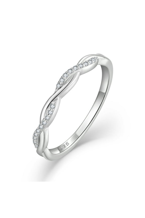 Twisted Infinity Eternity Ring 925 Sterling Silver Stackable Ring Wedding Band Statement Rings for Women Size 10