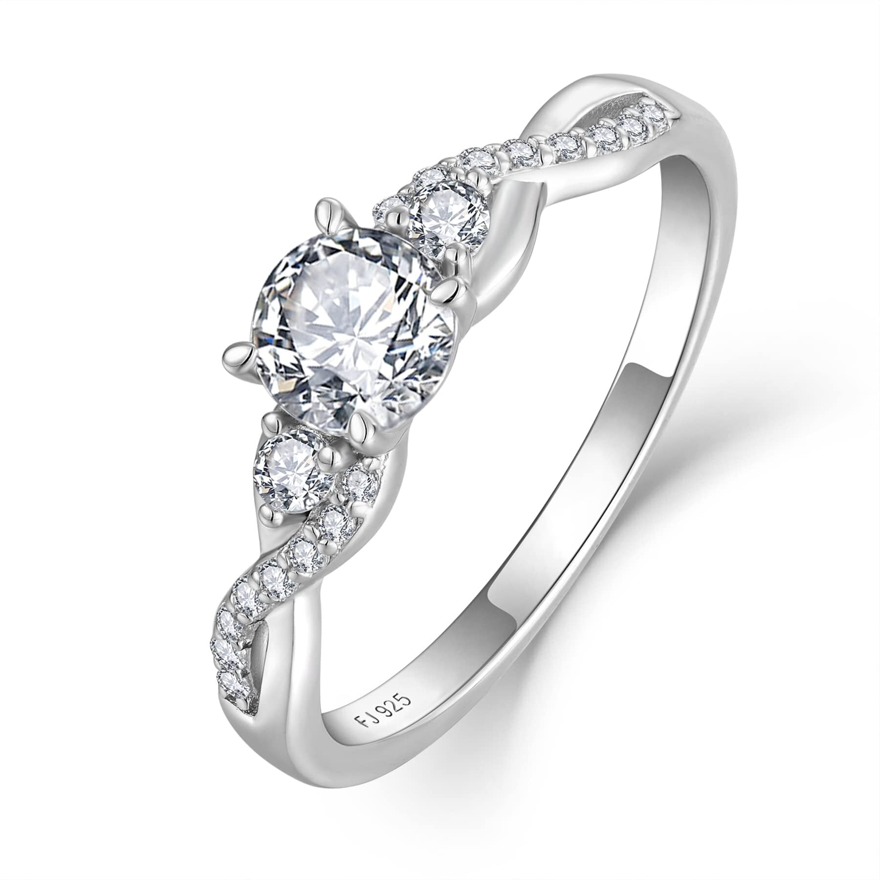 FJ Promise Ring for Her 925 Sterling Silver Engagement Ring Anniversary Wedding Eternity Ring for Women Size 9