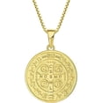thumbnail image 1 of FJ 18k Gold Plated St Benedict Necklace 925 Sterling Silver Patron Saint Benedict Medal Pendant Amulet Protection Religious Jewelry for Men Women, 1 of 7