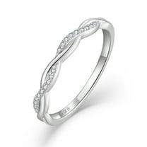 FJ Twisted Infinity Eternity Ring 925 Sterling Silver Stackable Ring Wedding Band Statement Rings for Women Size 5