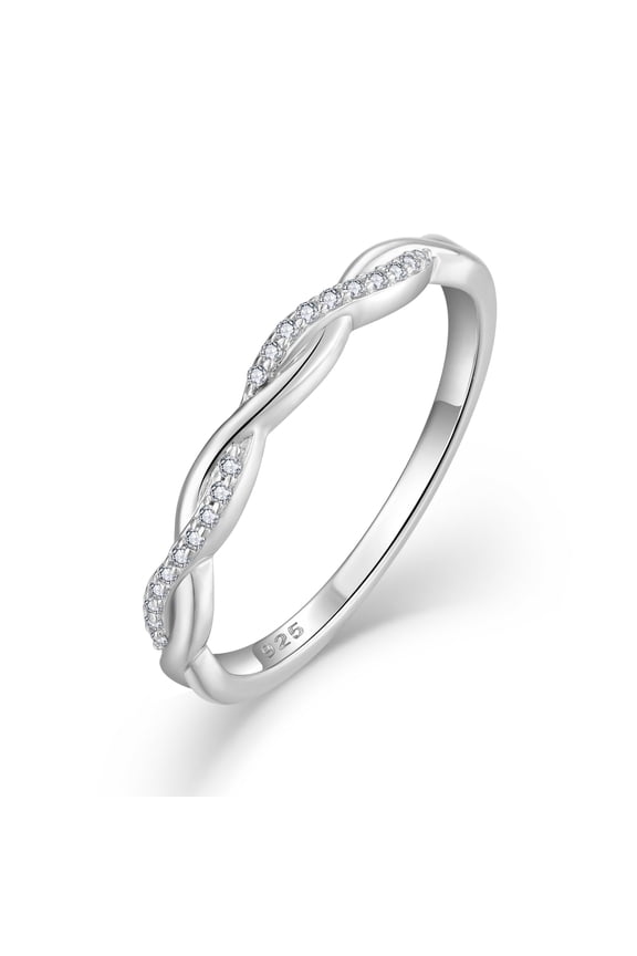 Twisted Infinity Eternity Ring 925 Sterling Silver Stackable Ring Wedding Band Statement Rings for Women Size 9