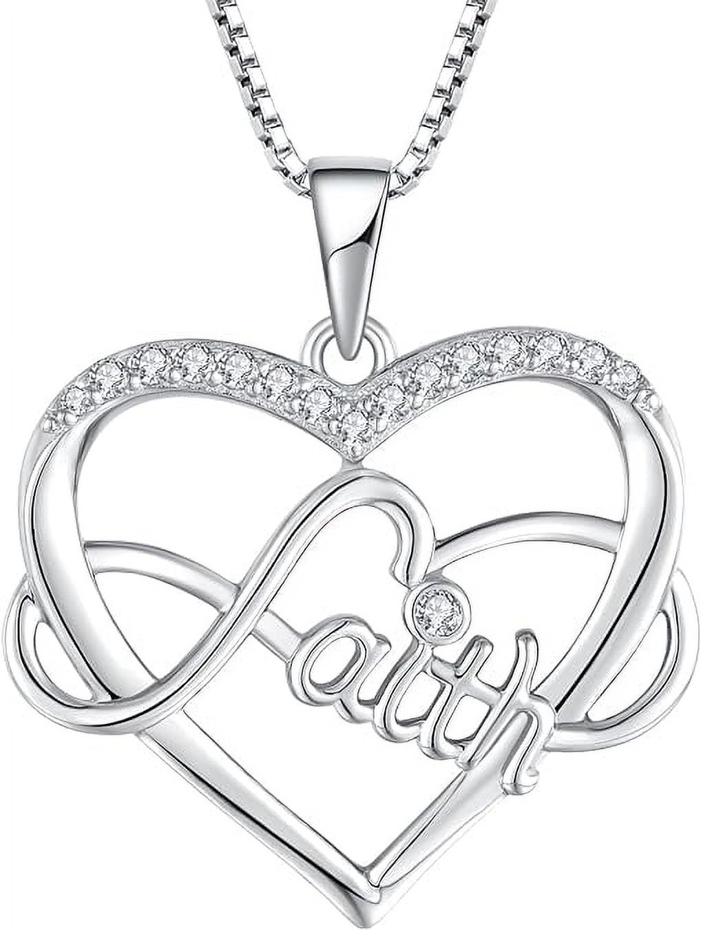 FJ Women Infinity Heart Necklace Sterling Silver Jesus Christian