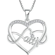 FJ Women Infinity Heart Necklace Sterling Silver Jesus Christian Jewelry Heart Pendant