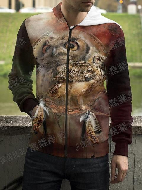 FJ01 Animal Night Owl 3D Print Zip Hoodies Men Women Children Hooded  Sweatshirts Fashion Casual Cool Zip Hoodie Clothing - Walmart.com