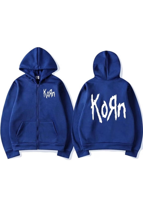FJ01 Korn Rock Band Letter Logo Zipper Hoodie Men‘s Metal Gothic Vintage Zip Hoodies Streetwear Punk Sweatshirts Jackets