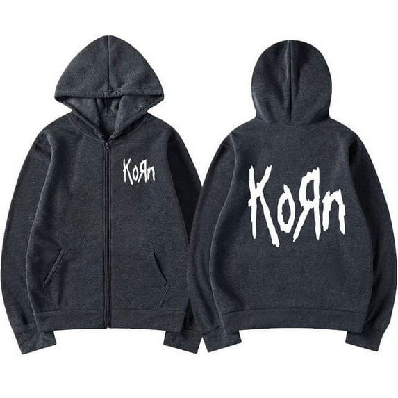 FJ01 Korn Rock Band Letter Logo Zipper Hoodie Men‘s Metal Gothic Vintage Zip Hoodies Streetwear Punk Sweatshirts Jackets