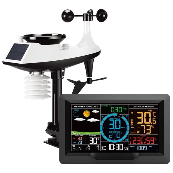 FJ3390A Weather Station Temperature Humidity Wind Speed Rainfall Detection Weather Forecast Hygrothermograph Alarm Clock ,Easy to Operate