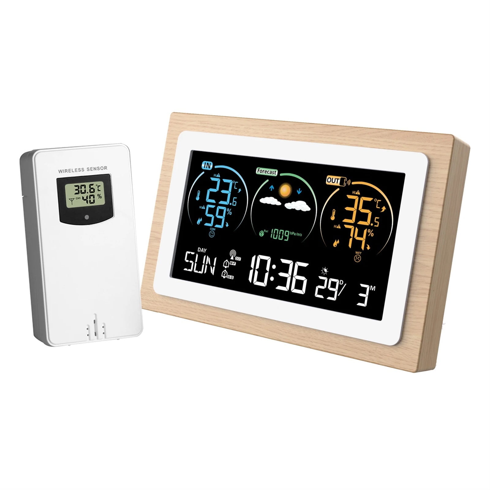 FJ3399C Wireless Weather Station Outdoor Indoor Sensor Thermometer Hygrometer Digital Snooze Alarm Clock Barometer Forecast