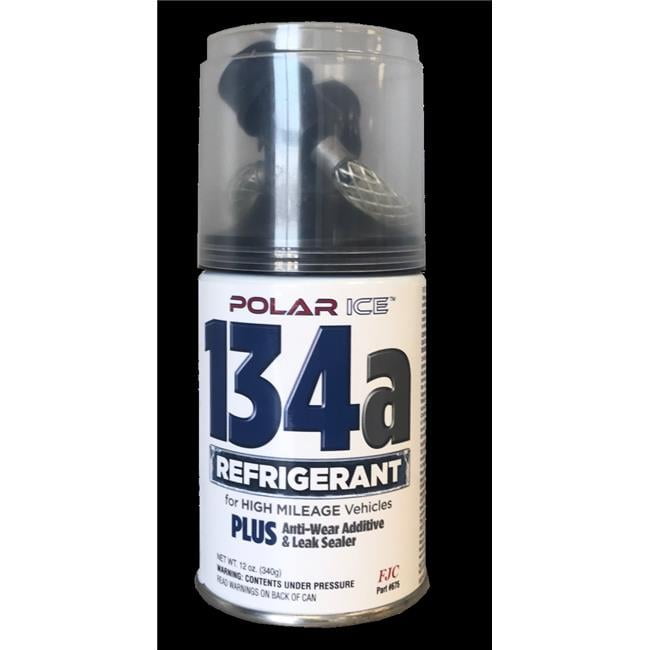 FJC  12 oz Polar Ice R134 Plus Anti-Wear Additive & Leak Sealer for High Mileage Vehicles with Dispensing Top