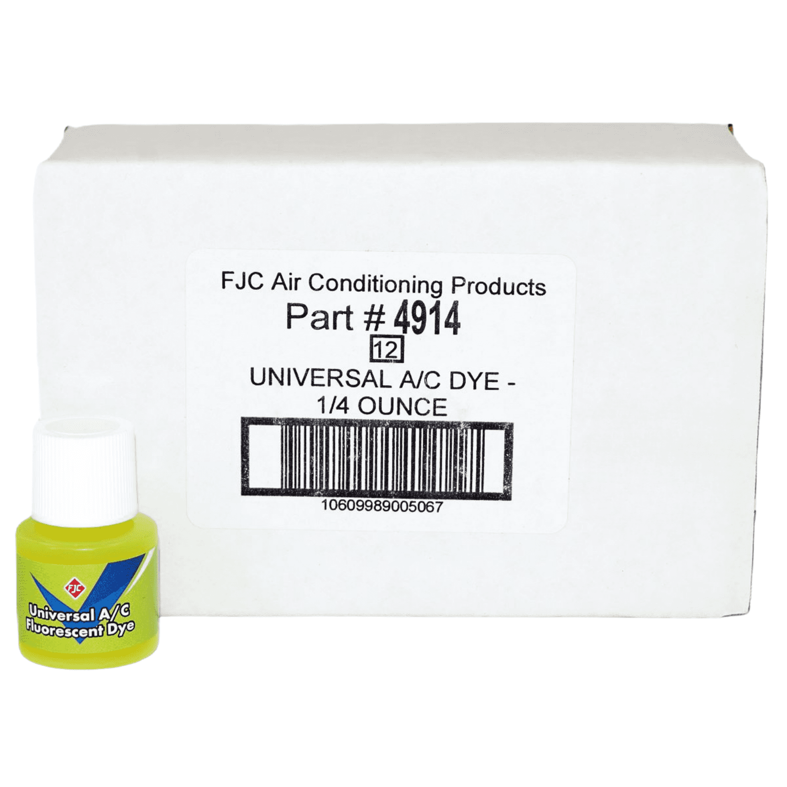 FJC 4914 - Universal A/C Fluorescent Dye for R12 and R134a Refrigerant Systems - 1/4 Oz Single Application Bottles - Qty 12