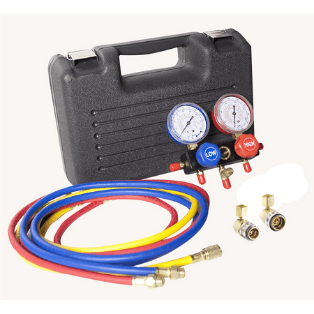 FJC 6761P R134a Aluminum Block Manifold Gauge Set with Quick Couplers