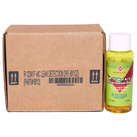 FJC 6810 - UV Fluorescent Leak Detection Dye - For Use In A/C Systems to Locate Leaks - 1 oz Bottles - Qty 6