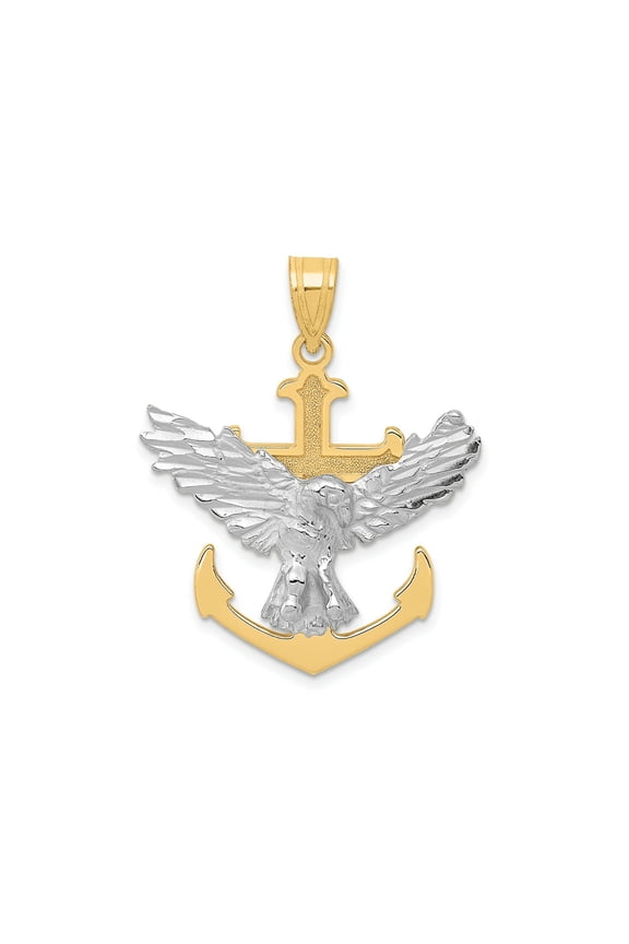 FJC Finejewelers 10 kt Two Tone Gold Two-tone Mariners Cross with Eagle Charm 35 x 28 mm
