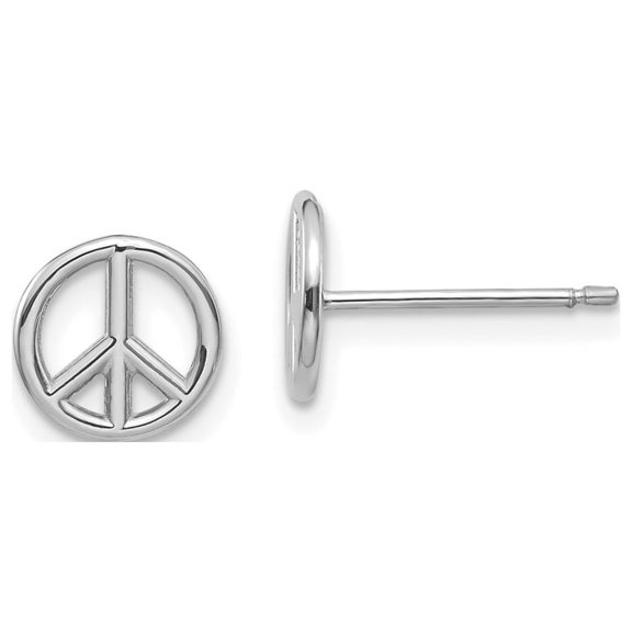 FJC Finejewelers 10 kt White Gold Button Polished Peace Symbol Post Earrings 8 mm x 8 mm