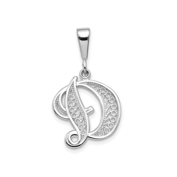 FJC Finejewelers 10 kt White Gold Filigree Initial D Charm 30 x 16 mm
