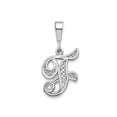 thumbnail image 1 of FJC Finejewelers 10 kt White Gold Filigree Initial F Charm 30 x 17 mm, 1 of 4